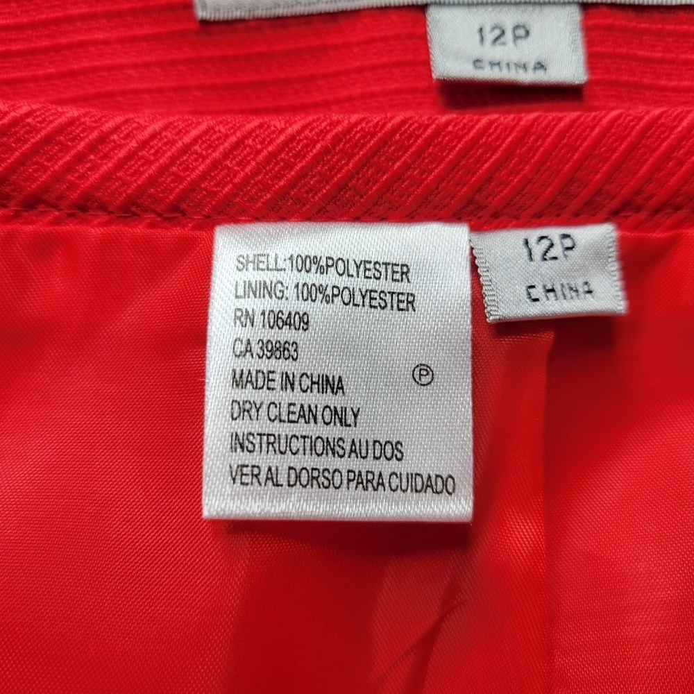 Tahari ASL Skirt Suit Size 12P Coral Beaded Embroidered Blazer Textured New - Picture 11 of 12